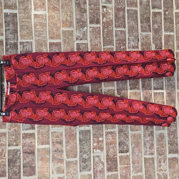 Stella McCartney Red and Orange Floral Embroidered Pants Size 38 NWT - Picture 6 of 7